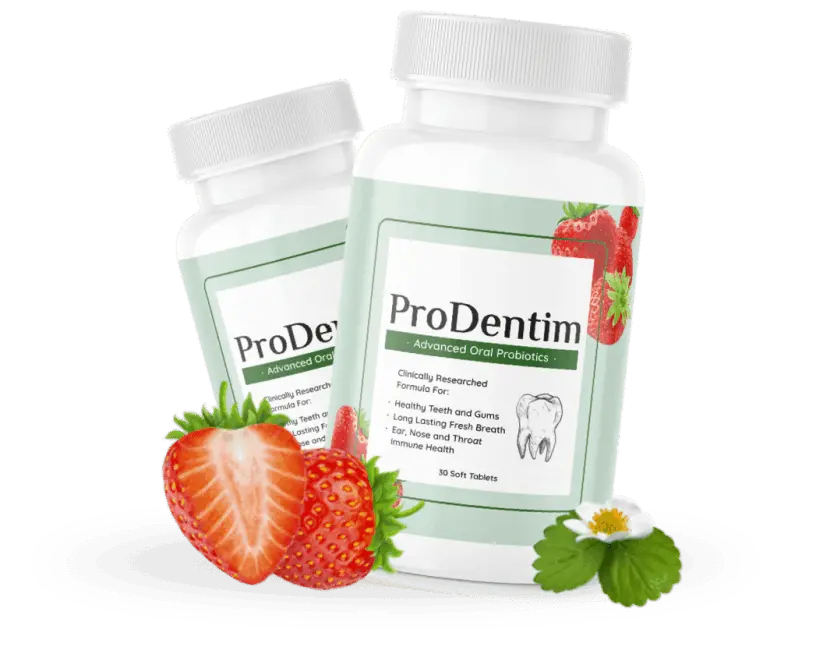 Prodentim two bottles with red cherry